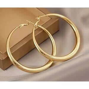 Chunky Gold  Hoop Earrings 2”